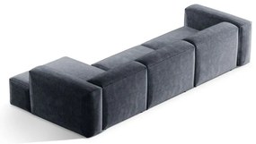 Divano angolare blu polveroso (con penisola a destra/con chaise lounge) con rivestimento in velluto a coste Bergamo – Cosmopolitan Design