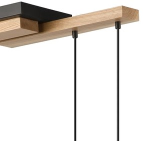 Lampadario a sospensione con filo CORTINA 2xE27/15W/230V + 2xG9/5W/230V nero/quercia