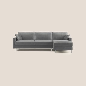 Andromeda divano letto angolare in velluto morbido impermeabile T01 grigio 290 cm sinistro (mat. 160x197)