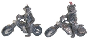 Statua Decorativa Home ESPRIT Grigio scuro Motociclista 24 x 15 x 29 cm (2 Unità)