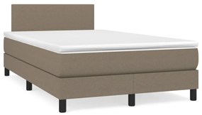 Letto a molle con materasso e led tortora 120x190 cm in tessuto