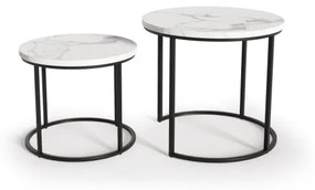 SET 2x Tavolino OREO diametro 43/53 cm nero/marmor decor