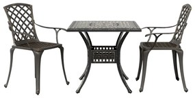 Set da bistrò 3 pz bronzo in alluminio pressofuso
