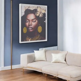 Quadro su tela con cornice moderno 67x97 cm con ritratto di donna africana