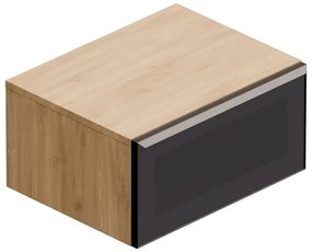 Mobile da bagno sotto lavabo Star rovere - nero/vetro dark grey L 60.3 x H 30 x P 46 cm 1 cassetto, lavabo non incluso