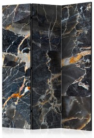 Paravento Marmo nero (3-parti) - composizione scura con texture marmorea