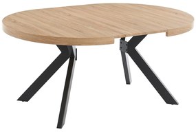 Tavolo da pranzo allungabile da 4 a 8 coperti in MDF e Acciaio Naturale e Nero KOMONI