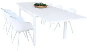 JERRI - set tavolo in alluminio cm 135/270 x 90 x 75 h con 6 Poltrone Dynamo