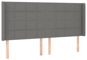 Testiera ad orecchio grigioscuro 203x16x118/128cm in tessuto