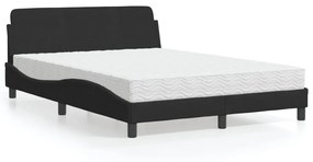 Letto Con Materasso Nero 140x200 Cm İn Velluto /