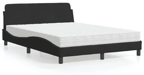 Letto Con Materasso Nero 140x200 Cm İn Velluto /