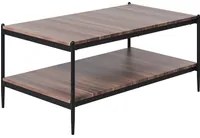 Tavolino da caff legno scuro nero 100 x 52 cm MDF gambe in metallo 2 ripiani