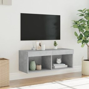 Mobile Porta TV con Luci LED Grigio Cemento 80x30x30 cm
