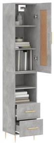 Credenza grigio cemento 34,5x34x180 cm in legno multistrato