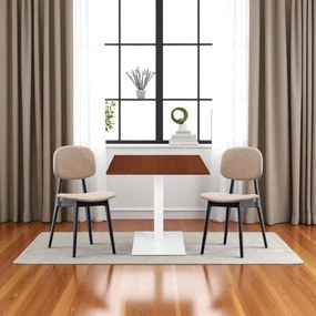 Tavolo bar ristorante 80x80 cm base bianca piano laminato Noce H 75