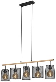Lampadario Design Retro nero paralume nero 5x E27 BRILONER