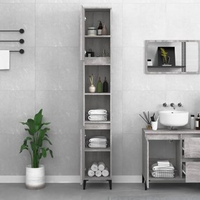 Armadietto bagno grigio sonoma 30x30x190cm in legno multistrato