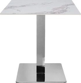 Tavolo bar ristorante 70x70 cm piano per esterno effetto Marmo Oro e base argento H 75