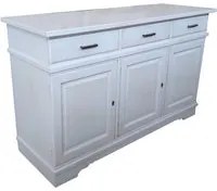 Credenza madia 3 porte legno shabby bianco anticato 155x52x94 - Mobili 2G