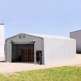 TOOLPORT 8x12 m tendostruttura, altezza 4,0m porta a pacchetto, PVC 850, grigio, con statica (sottofondo in cemento) - (94180)
