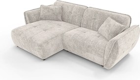 Divano angolare beige (con penisola a sinistra/con chaise lounge) con rivestimento in ciniglia Nelia – Ropez