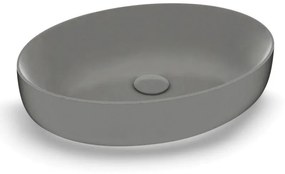 Lavabo da appoggio ovale in ceramica L 55 x P 40 x H 14 cm grigio