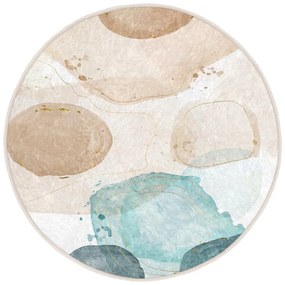 Tappeto rotondo blu/beige lavabile ø 100 cm Puddle – Mila Home