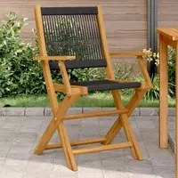 Sedie Giardino 2 pz Nere Legno Massello Acacia e Polipropilene 367666