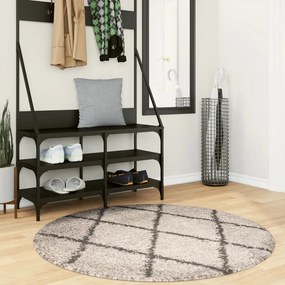 Tappeto Shaggy Pamplona A Pelo Lungo Beige E Antracite Ø 120 Cm /