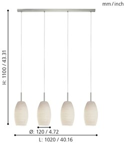 Eglo 97587 - Lampadario a sospensione con filo BATISTA 3 4xE27/40W/230V
