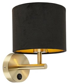 Applique da parete classica dorata con paralume in velluto nero - Combi