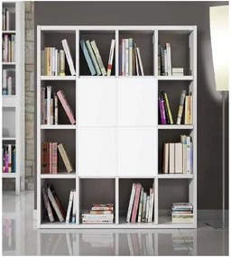 Libreria bianco frassinato moderna in legno con 8 ante