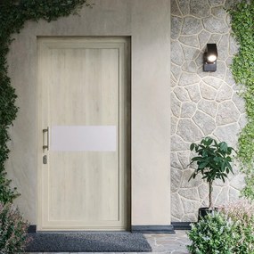 Portoncino d'ingresso DOLCETTI in PVC pannello bugnato mod.330 L 90 x H 210 cm in PVC quercia polacca, apertura spingere a sinistra, falso telaio non incluso