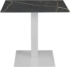 Tavolo bar pub ristorante 80x80 cm per esterno base bianca piano HPL Marmo Nero H 74