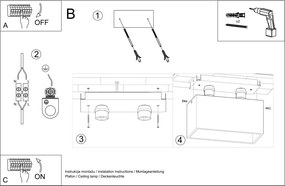Applique Rettangolare da soffitto 2xGU10 QUAD in alluminio