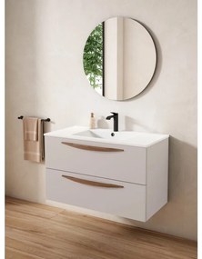 Mobile da bagno sotto lavabo Arco cotone laccato opaco L 100 x H 55 x P 45 cm 2 cassetti, lavabo non incluso