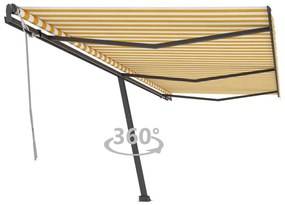 Tenda Da Sole Autoportante Manuale 600x300 Cm Gialla Bianca /