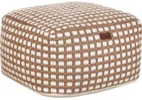 Pouf poggiapiedi tessuto a mano in cotone e lana beige 50 x 50 x 30 cm soggiorno camera da letto