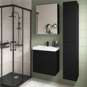 Mobile da bagno sotto lavabo SENSEA Remix nero laminato opaco L 60 x H 58 x P 33 cm 2 cassetti, lavabo non incluso