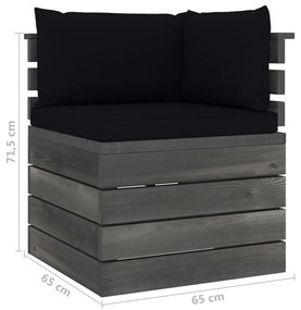 Set Divani da Giardino su Pallet 7 pz con Cuscini Massello Pino