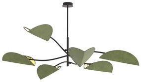Plafoniera Moderna Ares Acciaio Nero Verde 6 Luci E14 Ip20