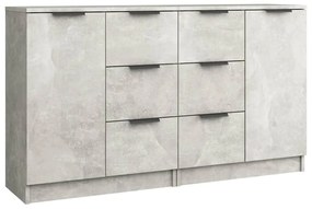 Credenze 2 pz grigio cemento 60x30x70 cm in legno multistrato