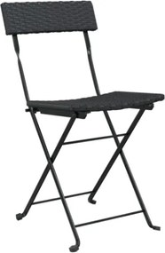 Set Pieghevole da Bistrò 3 pz Nero in Polyrattan