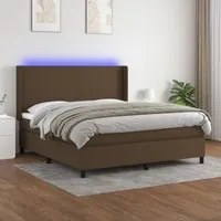 Letto a Molle Materasso e LED Marrone Scuro 160x200 cm Tessuto cod mxl 49276