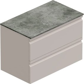 Mobile da bagno sospeso Pull con top gres nero Creta L80 H56 P46,5 cm taupe