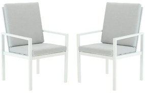 Sedia da giardino con cuscino bianco e braccioli Athena NATERIAL struttura in alluminio, seduta in alluminio bianco, set da 2 pezzi