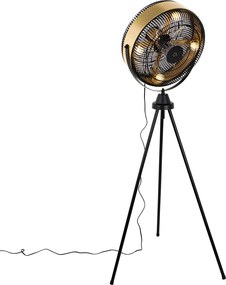 Ventilatore da terra nero con oro 4 luci dimmerabile - Kim