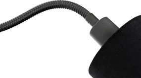 Applique nera con paralume nero, interruttore e braccio flessibile - Merwe