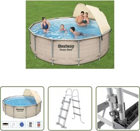 Piscina in metallo - Bestway Set Piscina con Tettoia Power Steel 396x107 cm