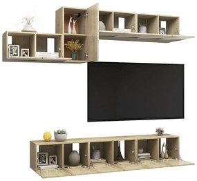 Set porta tv 7 pz rovere sonoma in truciolato